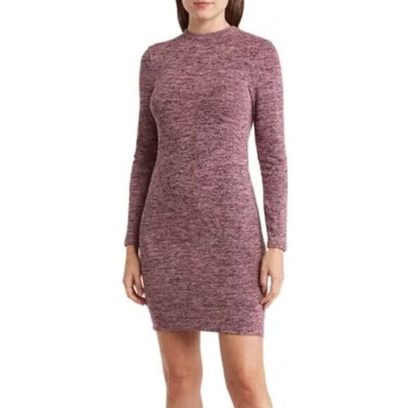 French Connection Sweeter Sweater Dress Long Sleeve Bodycon Mini Rose Bloom M - Picture 1 of 9